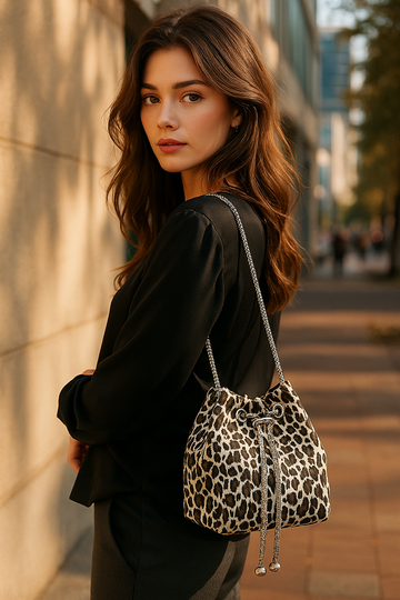 Women Soft Velvet Leopard Print Crossbody Shoulder Bag