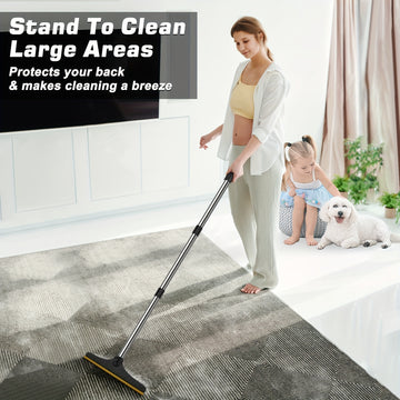 60" Long Handle Reusable Pet Hair Remover Rake – Metal Teeth Lint & Fur Removal Broom for Carpets, Rugs, Mats, Furniture & Couches