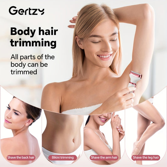 GERTZY 4-in-1 Rechargeable Electric Razor for Women – Painless Wet & Dry Shaver for Face, Nose, Legs, Underarms & Bikini Line – Portable Grooming Kit with Rechargeable Battery