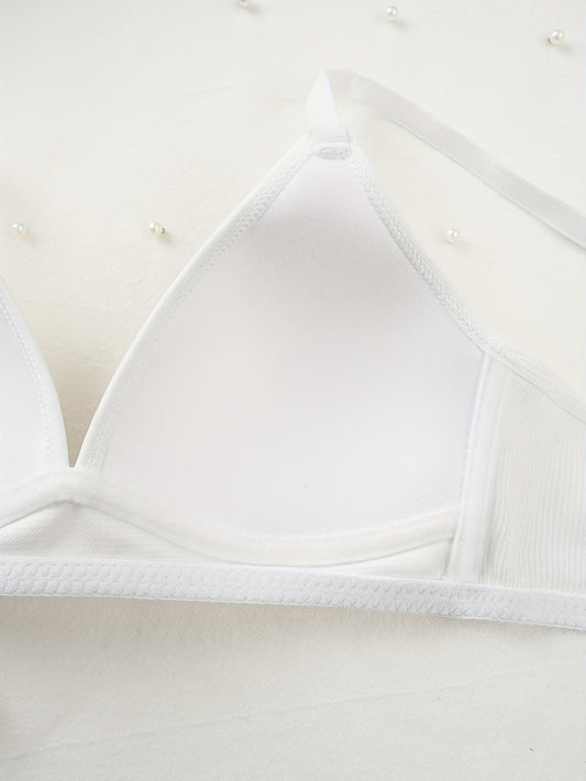 3pcs Girls & Teen Wire-Free Comfort Bras – Soft Spaghetti Strap, Lightly Lined with Non-Removable Padding, Full Coverage Everyday Training Bras (Black/Grey/White)